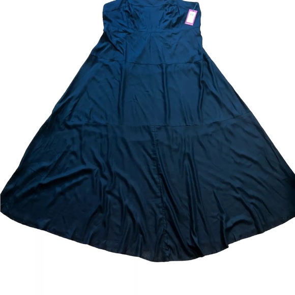 Vince Camuto Smocked Back Challis Tiered Maxi Dress - Black  Plus Size 1X New - Picture 9 of 15